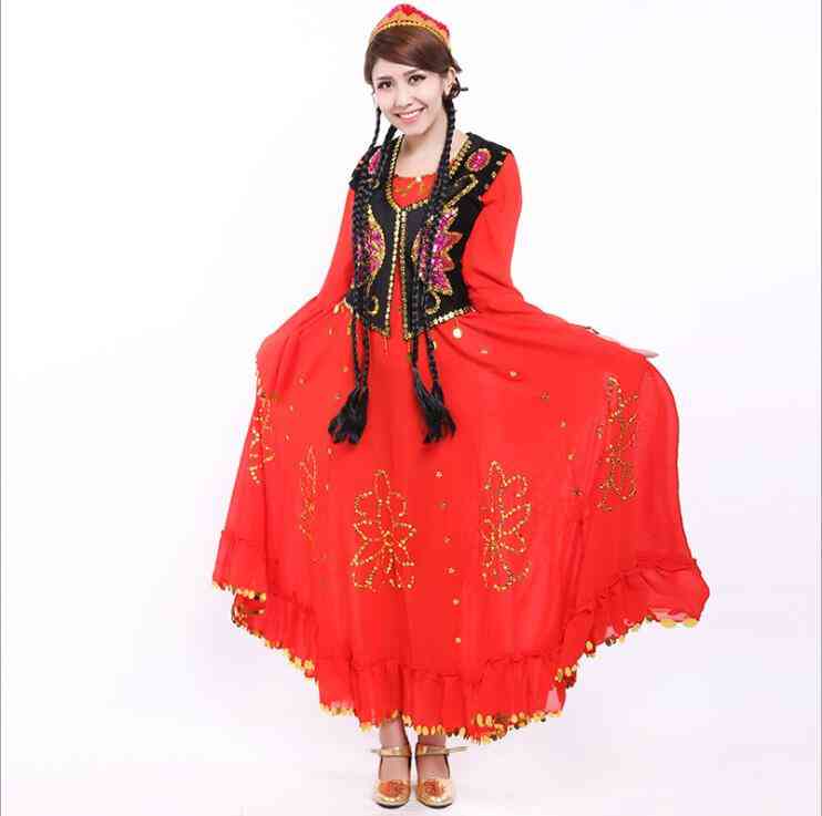 Costumes de danse des minorités ethniques pour femmes, robe de danse folklorique