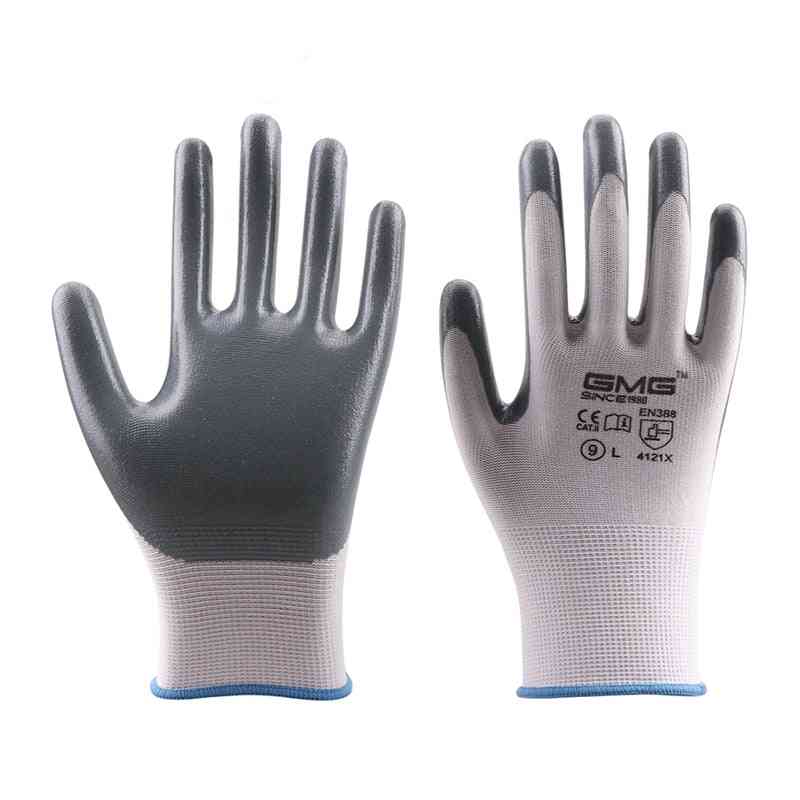 Polyesterové hladké nitrilové, olejuvzdorné, ochranné rukavice pre mechanikov