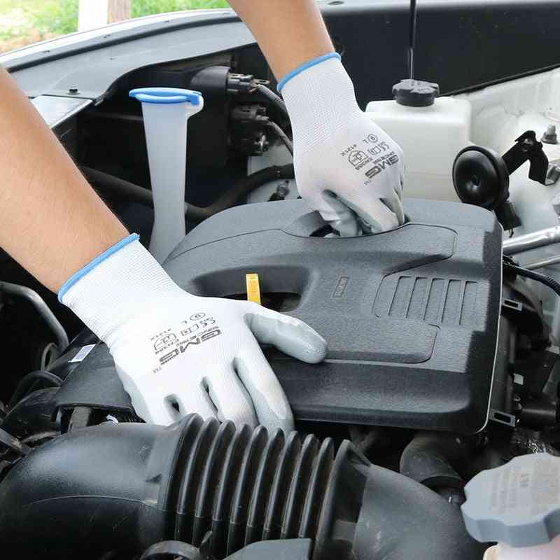 Polyester Smooth Nitrile, Oil-proof, Mechanics Safety Gloves