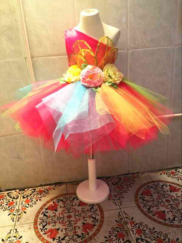Bunte Blumen Standart Salsa Kostüm Tanzkleid für