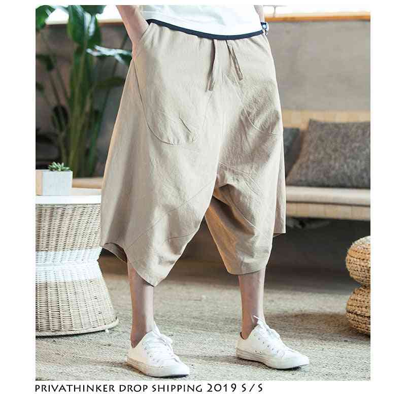 Men Summer Cotton Linen Joggers Pant, Vintage Sweatpants