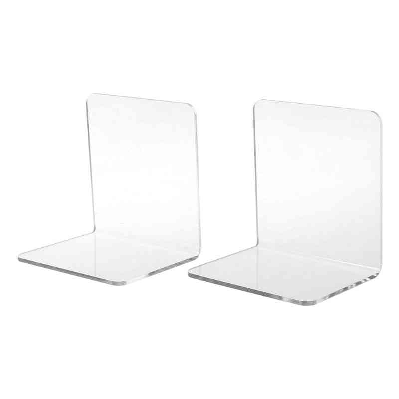 Clear Acrylic Bookends L-shaped Desk Organizer, Desktop Holder