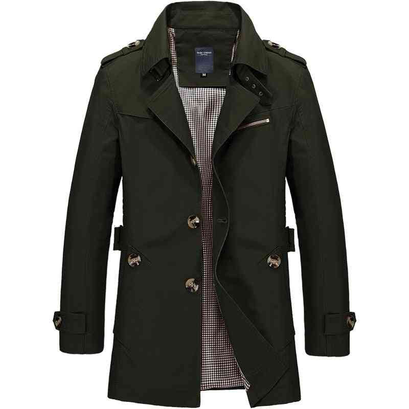 Spring Autumn Men Jacket, Cotton Coat, Slim Fit, Trench Casual Overcoat, Outerwear