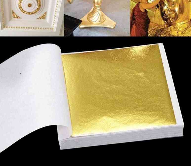 100 Practical, Pure Shiny Gold Sheets For Wall Handicrafts Gilding Decoration