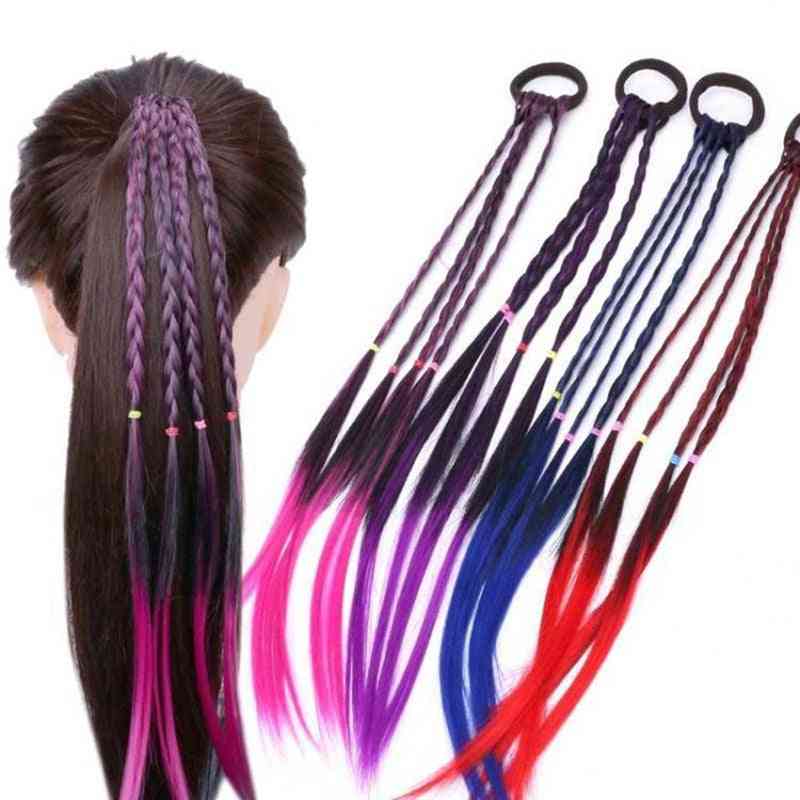 Girls Colorful Wigs Ponytail Hair Ornament, Headbands Headwear Kids Accessories