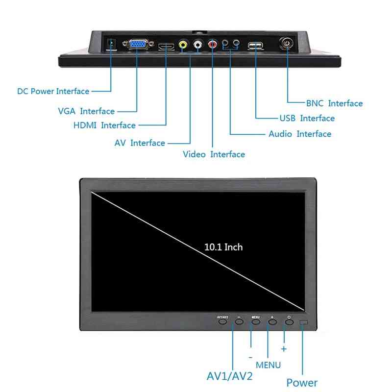 10.1?, 1920x1200 touch monitor gaming com vga, hdmi, usb display lcd