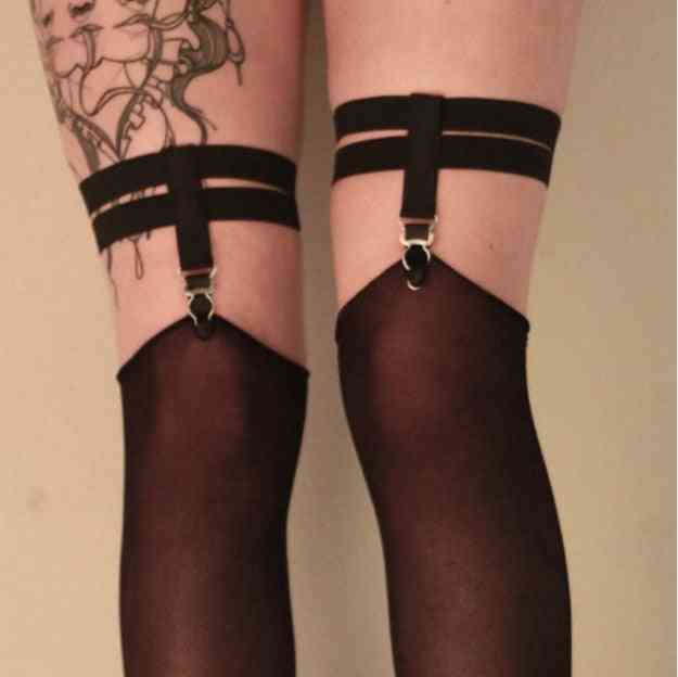 Fashion Goth Women Sock Strapless Suspender Belt For Stockings Garters Clip