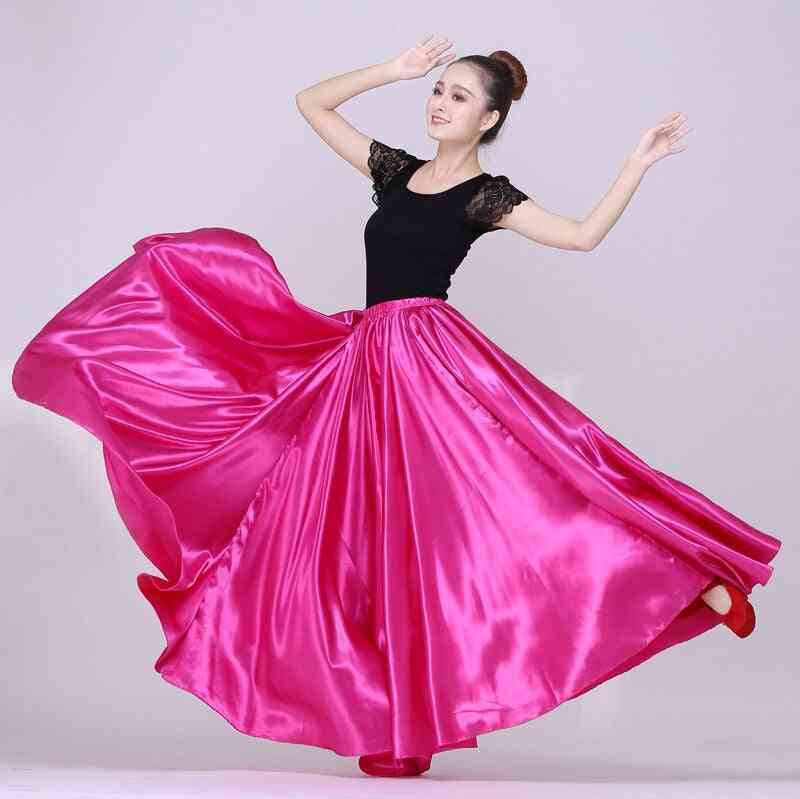 Saténová hladká sukně na břišní tance flamenco, top