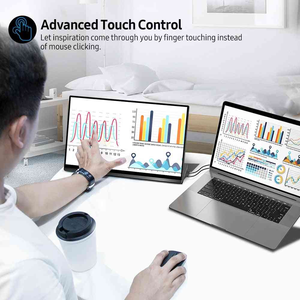 Portable Gravity Touchscreen Sensor, Automatic Rotate Slimmest 10-point Touch Display Monitor