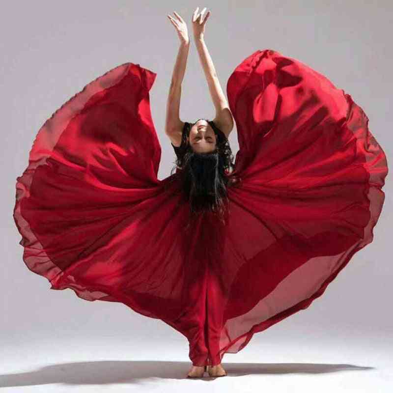 Dvouvrstvý flamenco, šifon pro břišní tanec, velké křídlo, obvazové sukně
