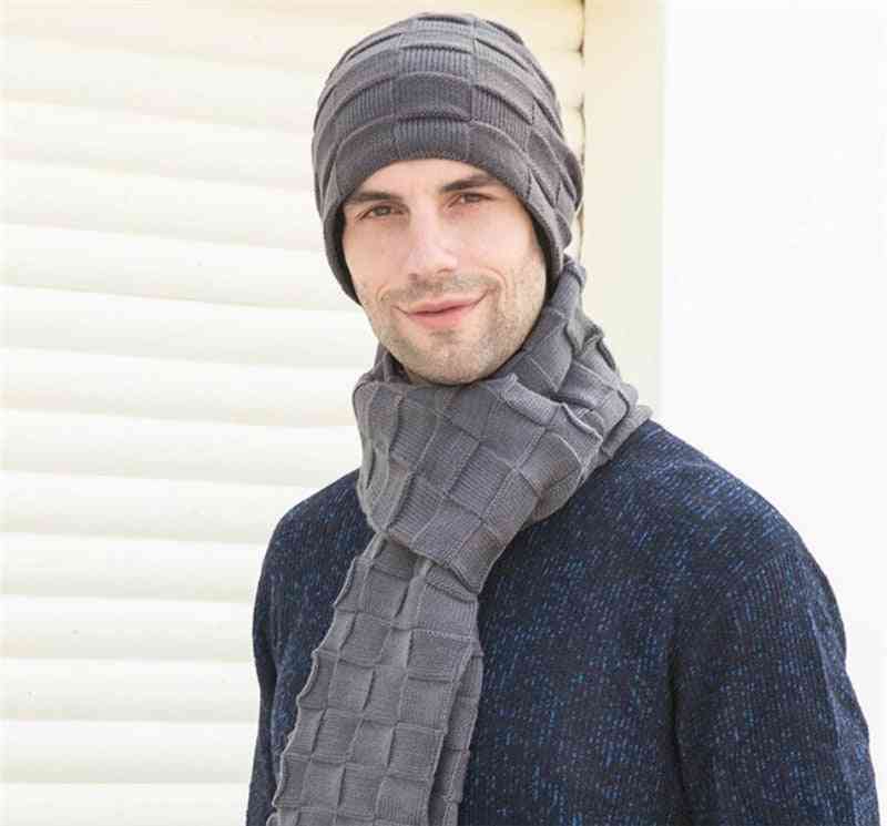 Zimné pánske pletené čiapky / rukavice s dlhým šálom