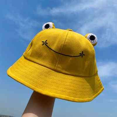 Summer, Autumn Plain Panama Fashion Frog Style Bucket Hat