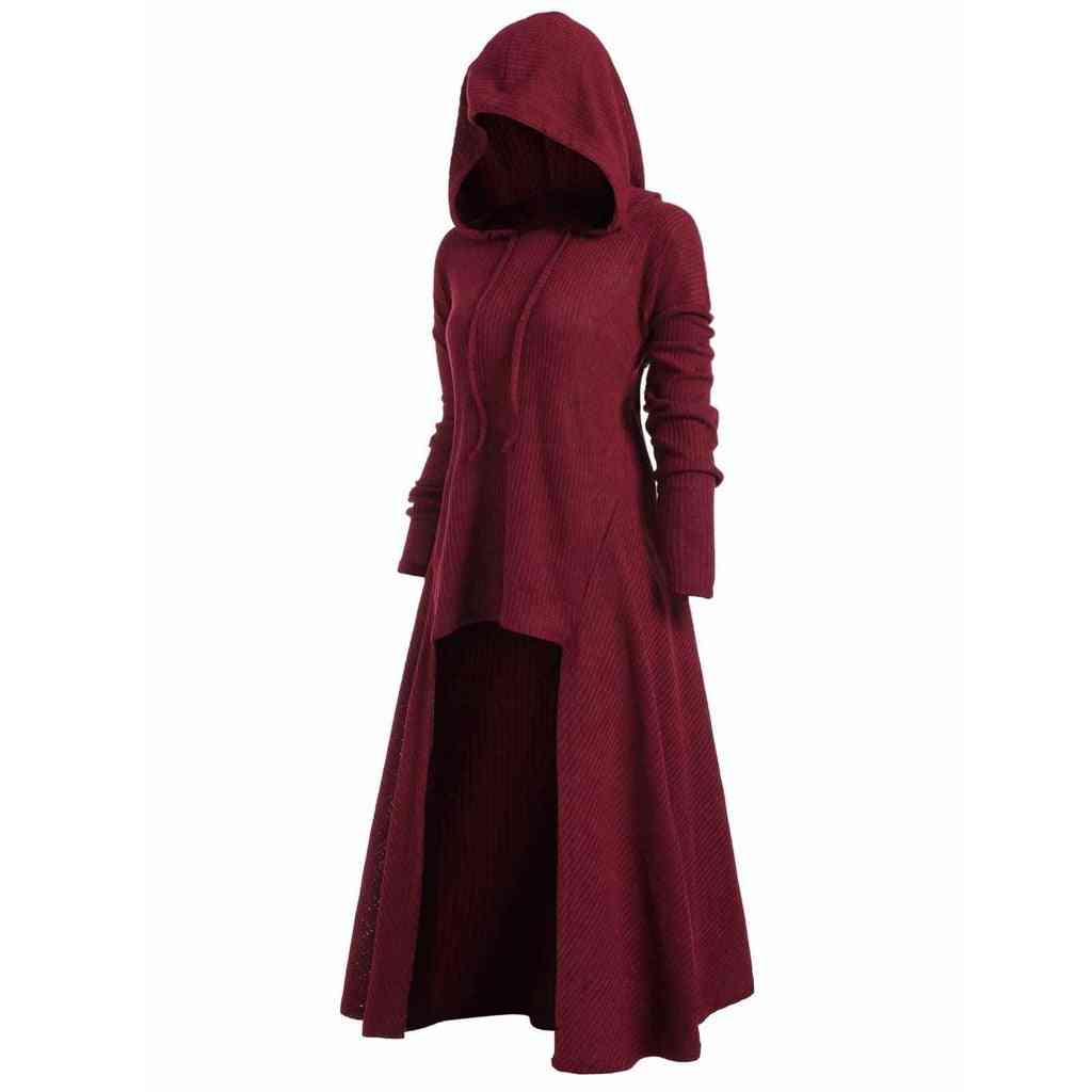Womens Hooded Plus Size Sweater, Long Sleeve Cloak Gothic Blouse
