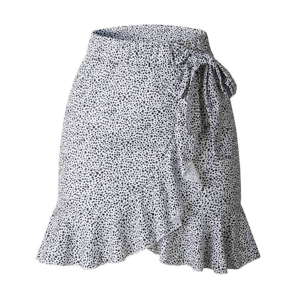 Women's Summer High Waist Ruffles Evening Print Flared Skirt