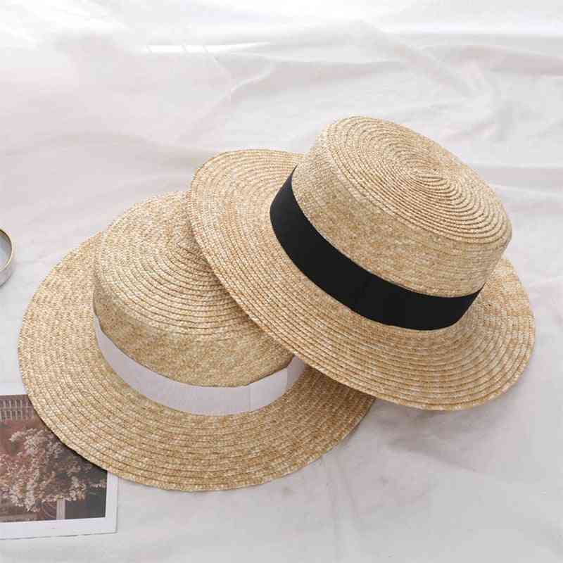 Damski kapelusz słomkowy z szerokim rondem, modne czapki damskie chapeau paille