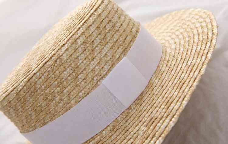 Dámsky slamený klobúk so širokým okrajom, módny klobúk chapeau lady, slnečné čiapky