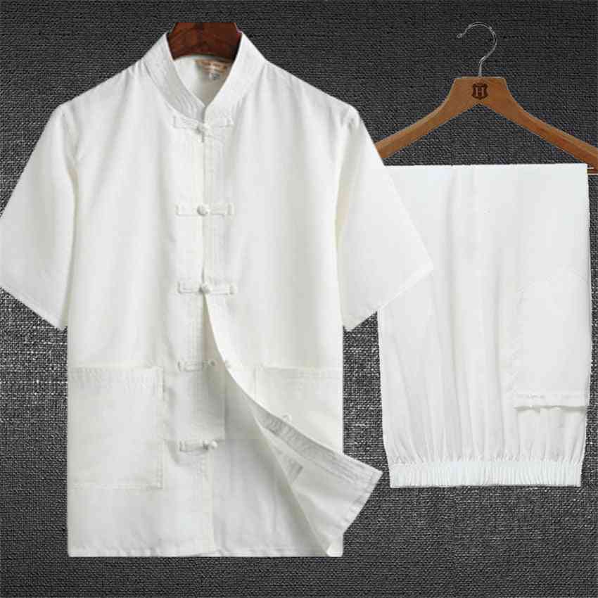 Men's Traditional Clothing Set, Short Sleeve Linen Costume