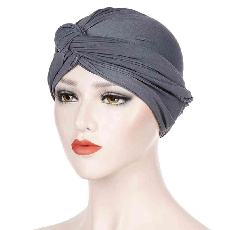 Pañuelo para la cabeza hijab de jersey de algodón sólido para mujer
