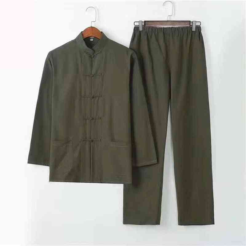 Men Cotton Loose Wu Shu Tai Chi Sets Jacket & Long Pants