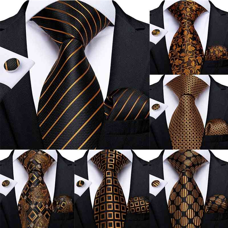 Luxury Striped Paisley Silk Wedding Tie Hanky Cufflinks Set