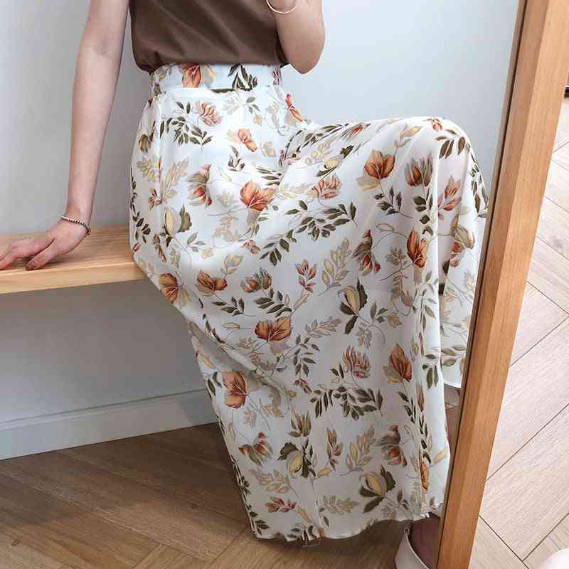 Spring Summer, Women Midi Skirts, Casual Floral Print