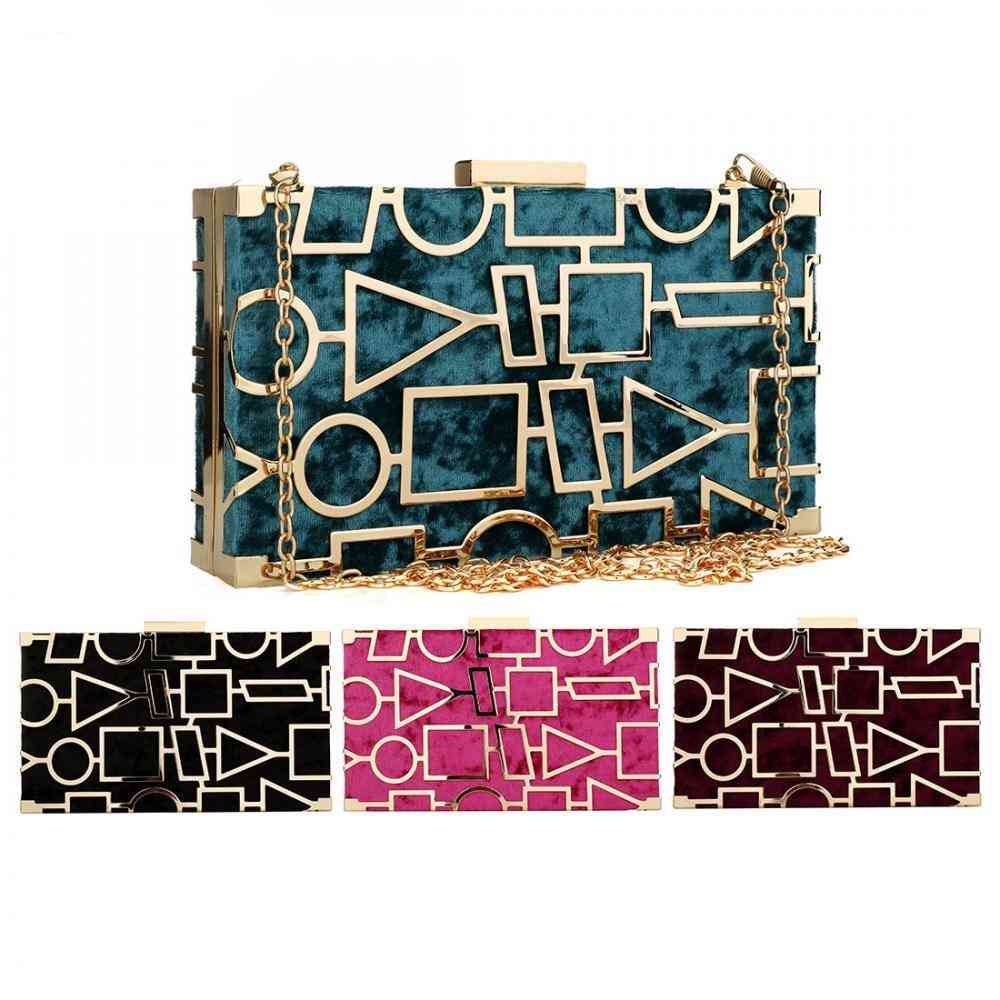 Elegant Geometric Clutches Bag Box With Chain's