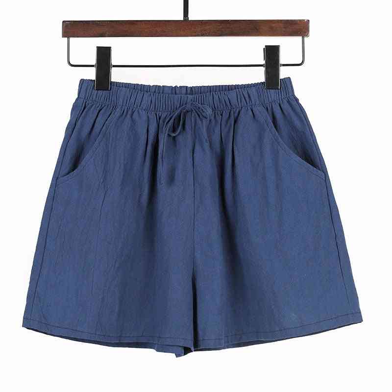Sommer casual bomulls lin - høy midje løse shorts