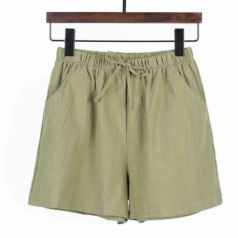 Sommer casual bomulls lin - høy midje løse shorts