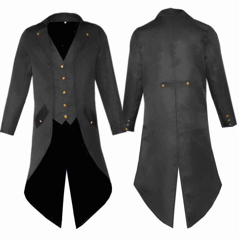 Mænds retro tailcoat gotisk steampunk lang victorian frock coat, jakke