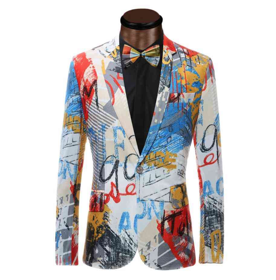 Men Suit Jacket, Fashion Printed Blazers