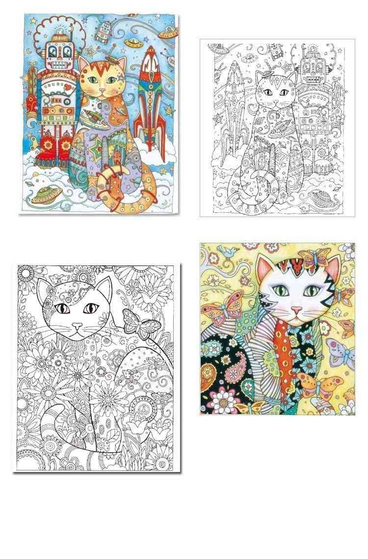 24 sidor kreativa katter målarbok