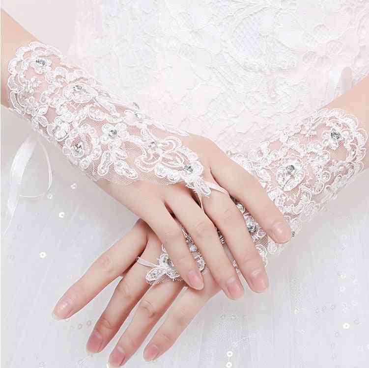 Short Women Fingerless Bridal Gloves