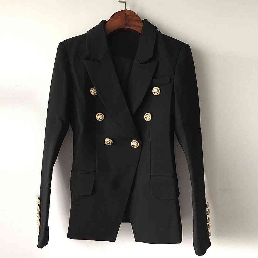 Classic Double-breasted, Metal Lion Buttons, Jacket Blazer