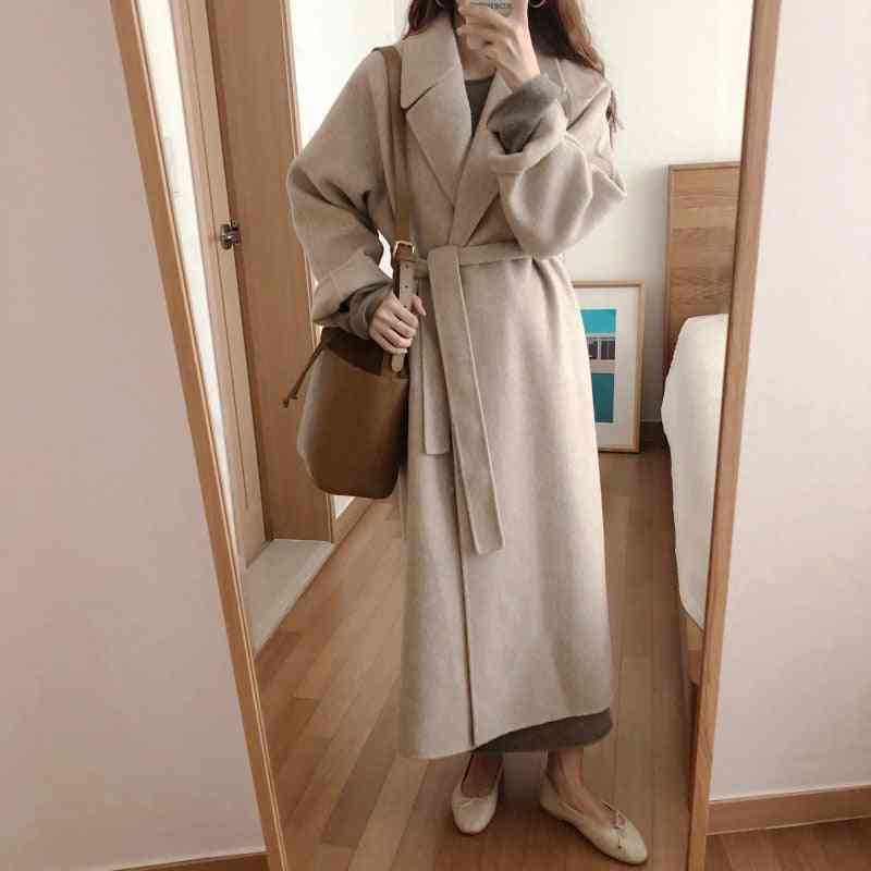 Abrigo largo de invierno coreano para mujer abrigo de manga de abrigo
