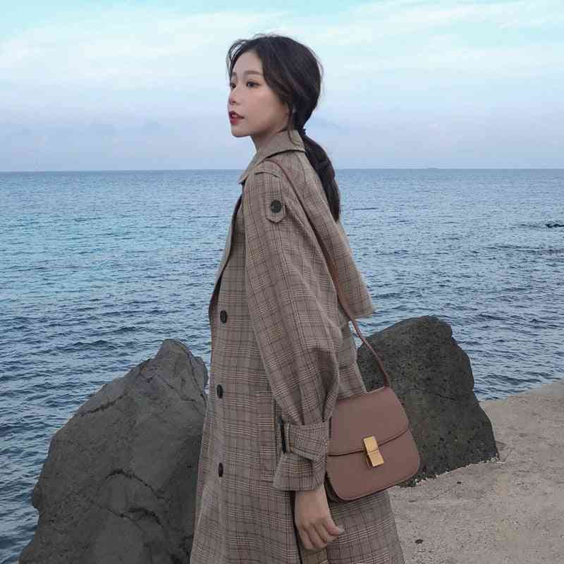 Double Breasted Belted Oversize Duster Outerwear Women Trench Coat