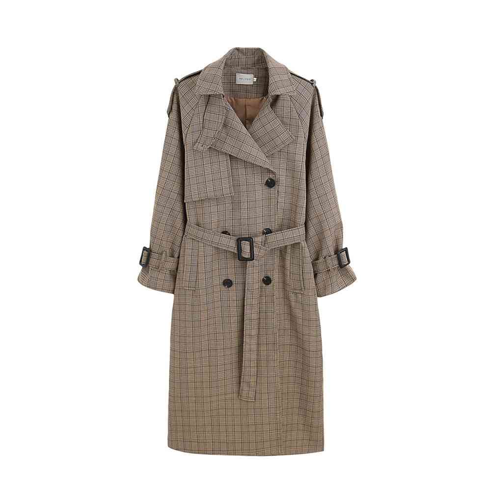 Casaco feminino com cinto duplo trançado oversize casaco trench coat