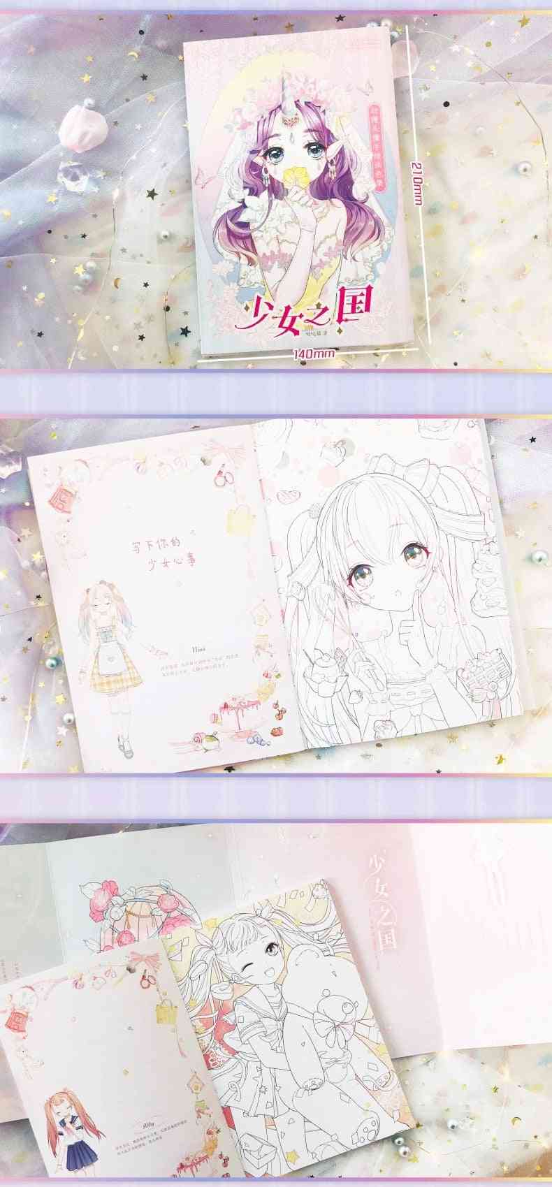 Het koninkrijk van anime, avatar met de hand getekend, kleurboek