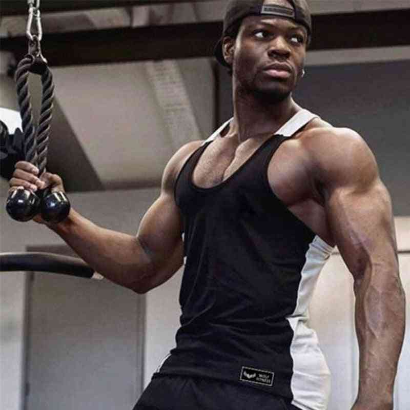 Moška telovadnica fitnes majica s kratkimi rokavi, majica s kratkimi rokavi za bodybuilding singlets