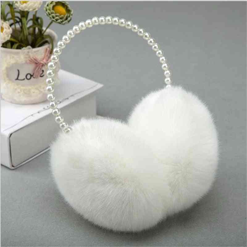 Winter Warm- Novelty Pearl, Imitation Rabbit, Plush Ear Muff Accessories