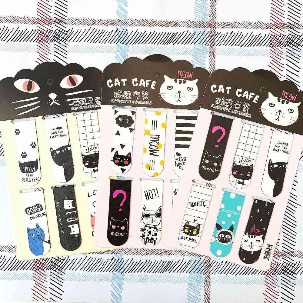 6pcs/set Of Oreo Cat Magnetic Bookmarks