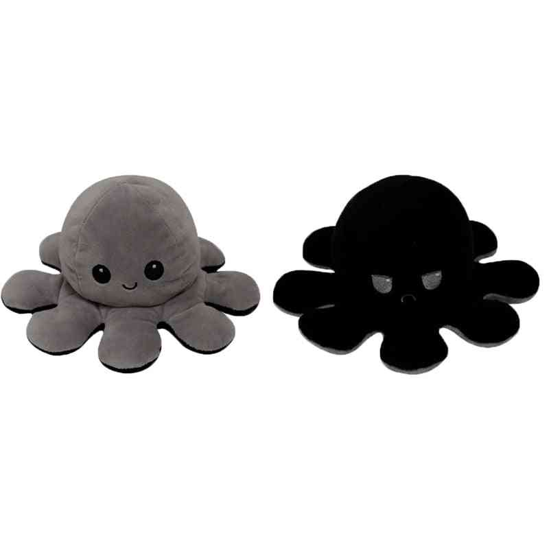 Octopus Stuffed Angry, Happy, Double-sided, Flip Doll, Soft Animals