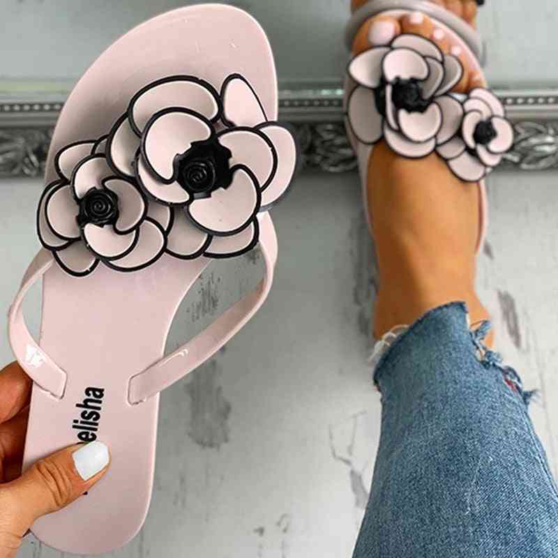 Women Flat Flowers Outdoor Non-slip Wear-resistant Beach Shoes