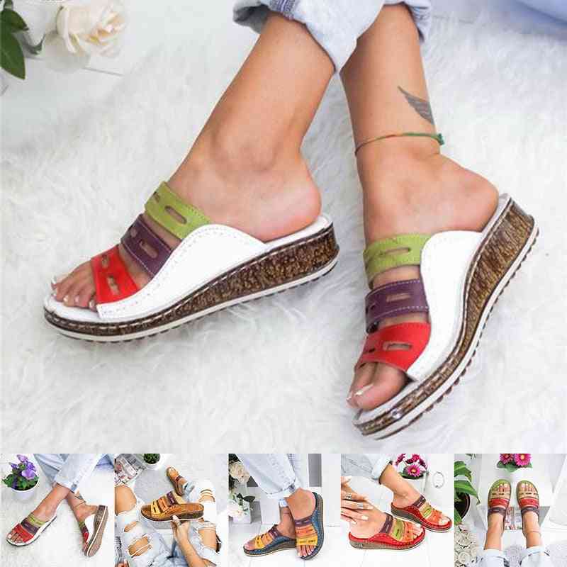 Summer Casual, Stitching Open-toe, Slides Sandals, Slippers