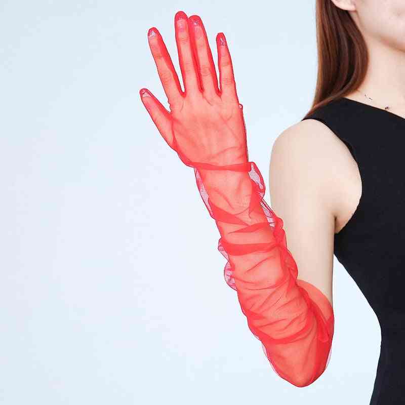 Hauchdünner Tüll, ultradünner Ellbogen, langes Fotoshooting, Halloween-Handschuhe