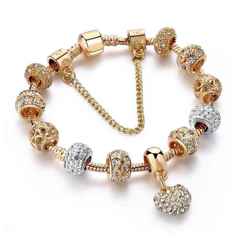 Luxury Crystal Heart Charm Bracelets&bangles Jewellery