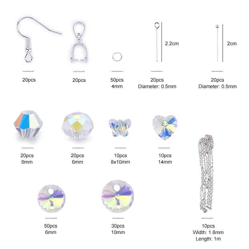 Set di strumenti per la creazione di gioielli con ciondolo in cristallo di perle di vetro