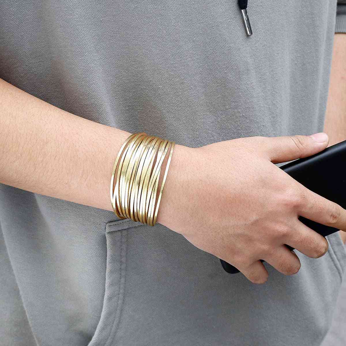 Fashion Gold Color, Multilayer Leather Bracelets, Men