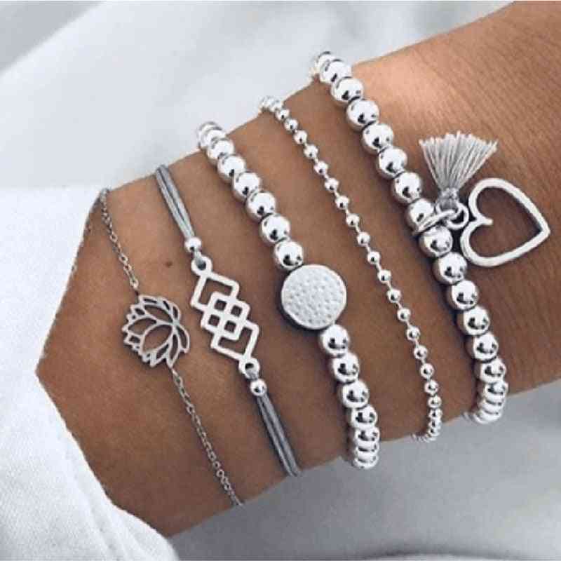 Set di accessori per gioielli con perline vintage, bracciali e braccialetti