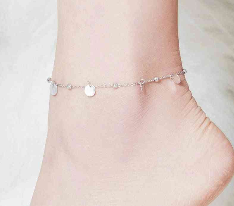 Sterling Silver Geometric Beads Anklets Foot Jewelry
