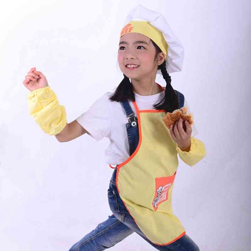 Cute Chef Apron & Hat, Pocket Set- Kitchen Cooking, Drink Food Baking, Painting
